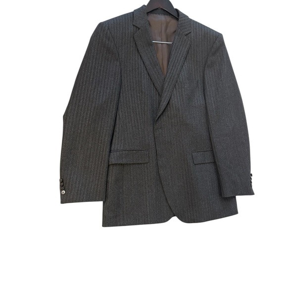 Strellson vintage size 42 (52 EURO) EUC pure wool Charcoal/brown Pinstripe Blaze - Picture 2 of 14